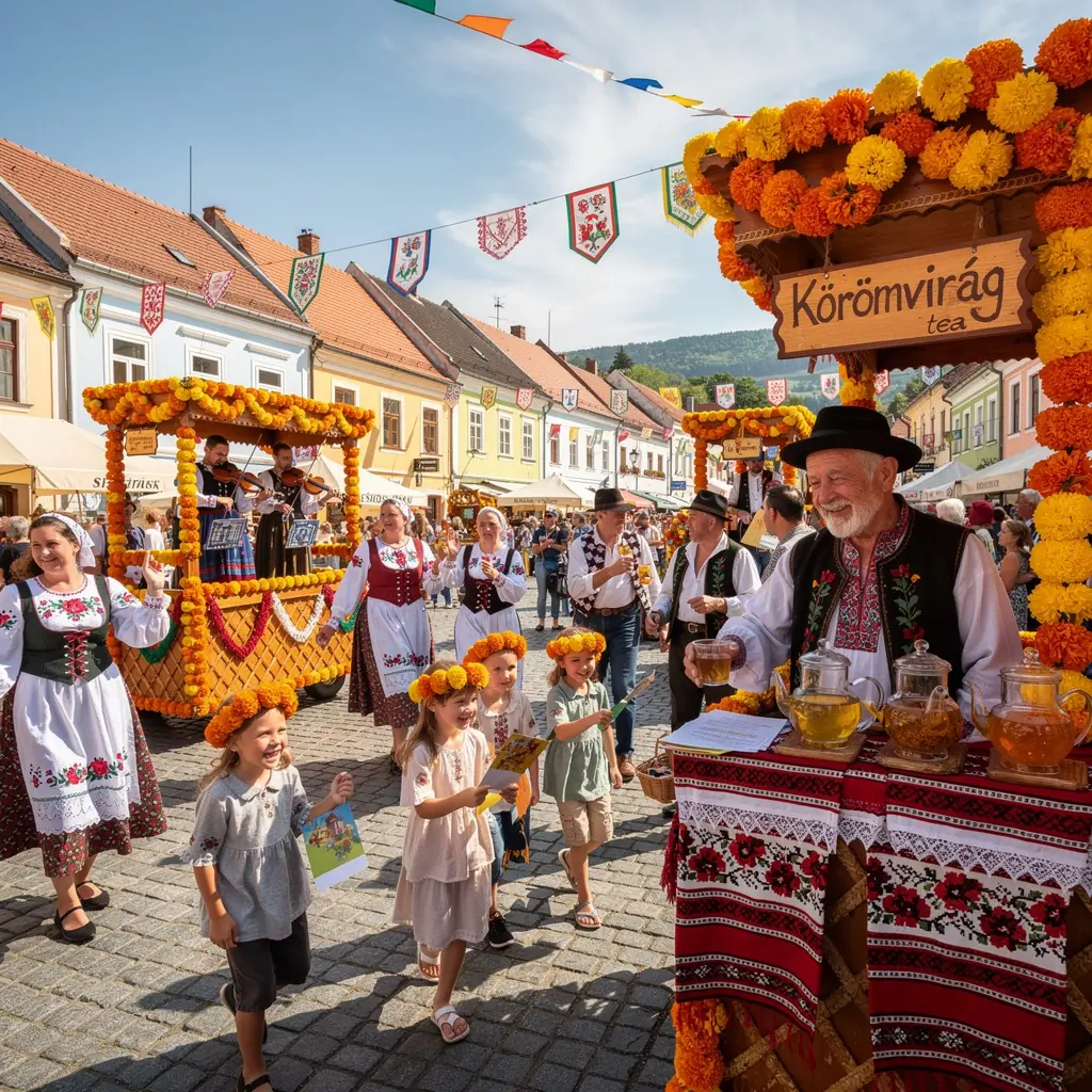 Ragyogó sárga és narancs szirmok keveréke, frissítő ital.