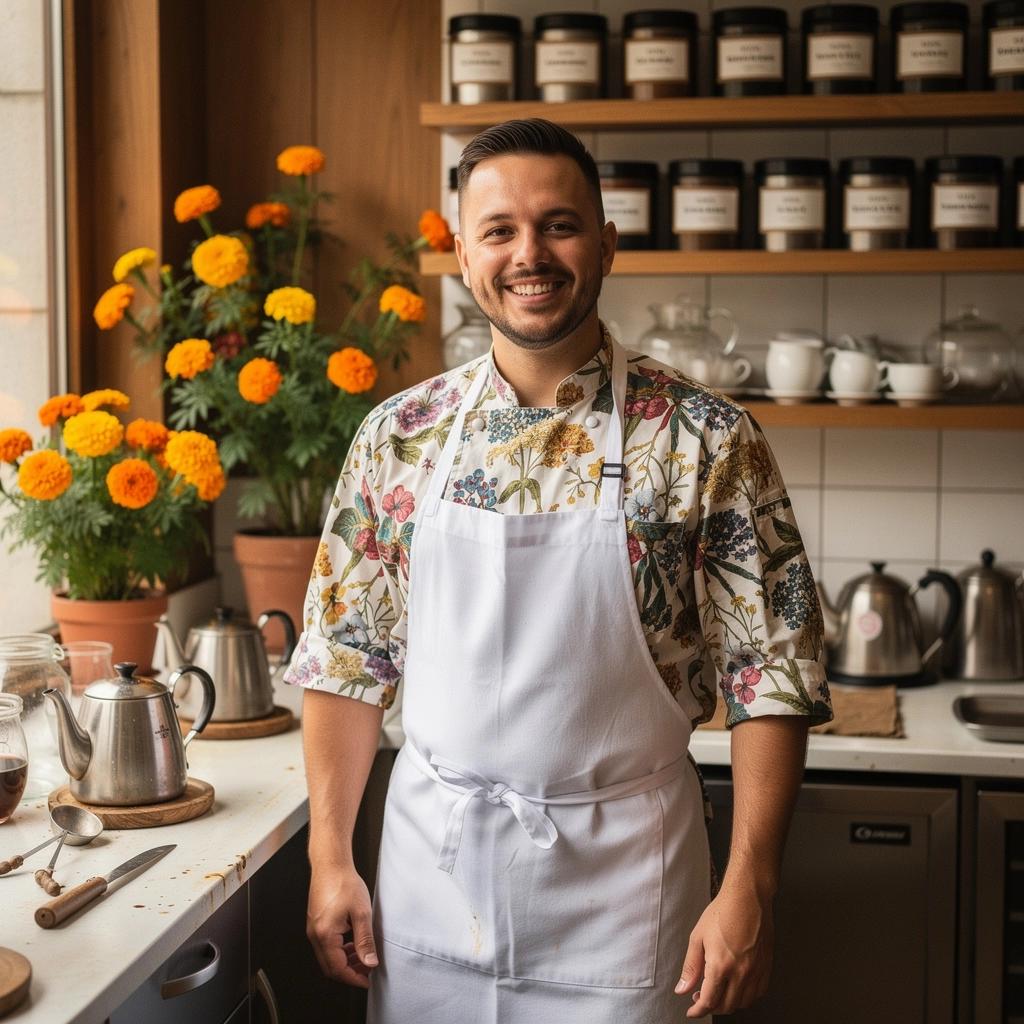 Napraforgó virág tea színes szirmaival egy csésze teában.